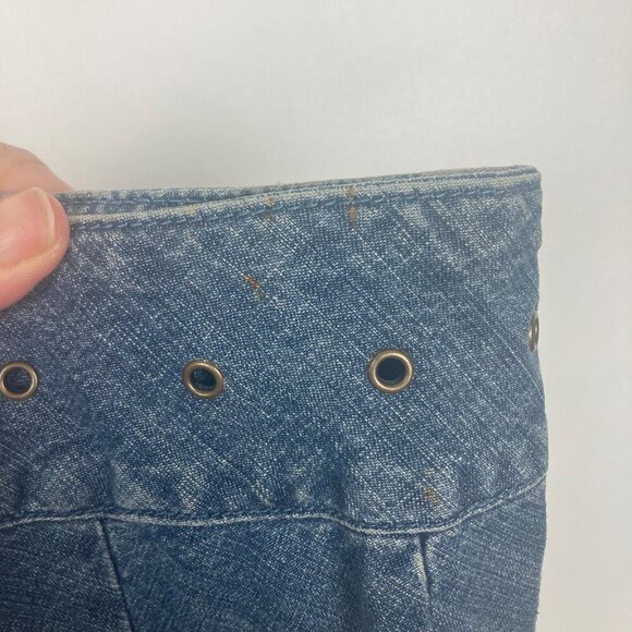 Vintage Y2K Tasha Polizzi Grommet Denim Skirt Womens 4 Flared Cotton 32in Waist - Picture 6 of 8